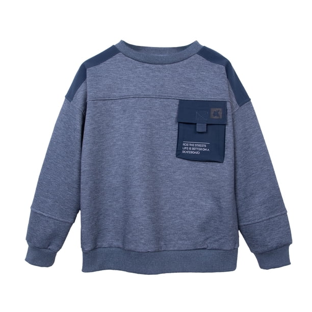 Polerón Niño Cuello Redondo con Bolsillo Delantero Azul