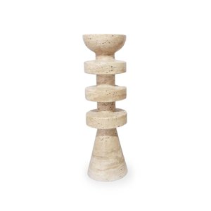 Santu Home & Deco - Candelabro Torre Alfil Figura Decorativa Travertino Grande