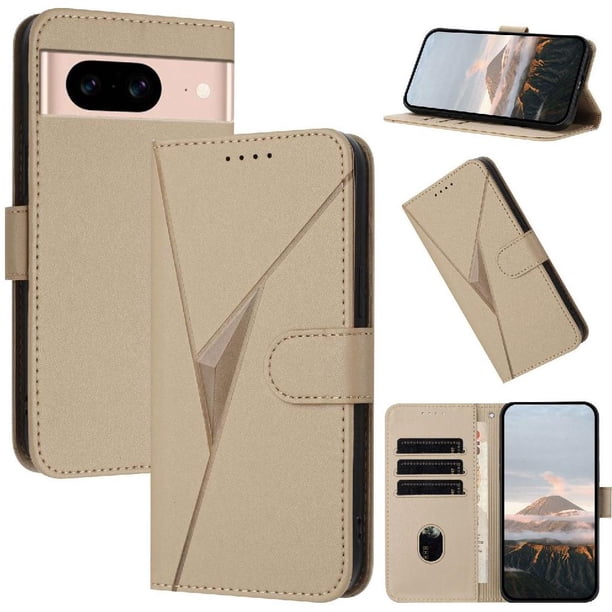 Funda Cartera Fibra de Carbono para Google Pixel 8A con Soporte y Cierre Magnético Oro