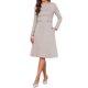 thumbnail image 2 of VESTIDOS DE TRABAJO CHIC INSPIRADORES para Mujeres de Manga Larga con Cuello de Barco Línea A Formal de Negocios Casual con Bolsillos XS Topo, 2 of 6