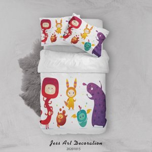 Milsleep - 3D Cartoon Animal Monsters Pattern Quilt Cover Set Bedding Set Duvet Cover