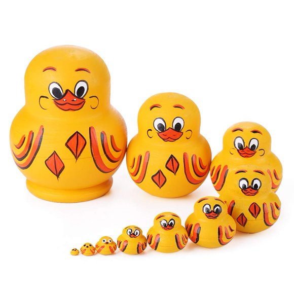 Nesting Dolls JACE de madera con forma de pato amarillo, 10 unidades, para decoración del hogar