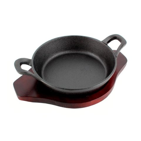 Paila Fierro 18Cm Con Base De Madera Negro Lugano