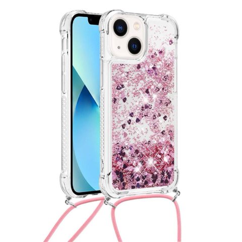 Funda Foxdock Para Iphone 14 Plus Con Cuerda Ajustable, Brillo Líquido, Protección Antigolpes Y Lente – Ideal Para Regalo