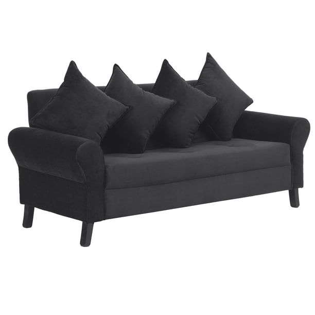 Sofa Lua 3c Pouf Felpa 20 Negro Lider
