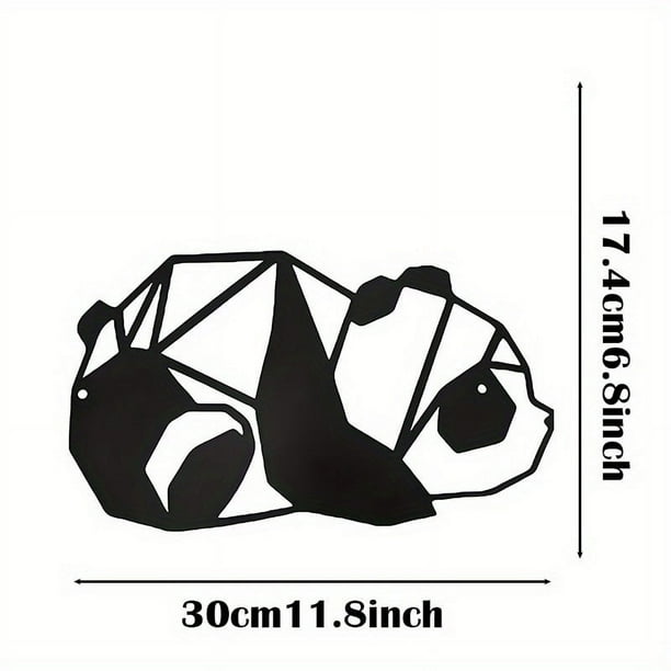 Metal Black Geometric Panda Outdoor Wall Art Decor Living Room Bathroom Bedroom Black Metal Wall Art Kitchen Patio Wall Sculpture