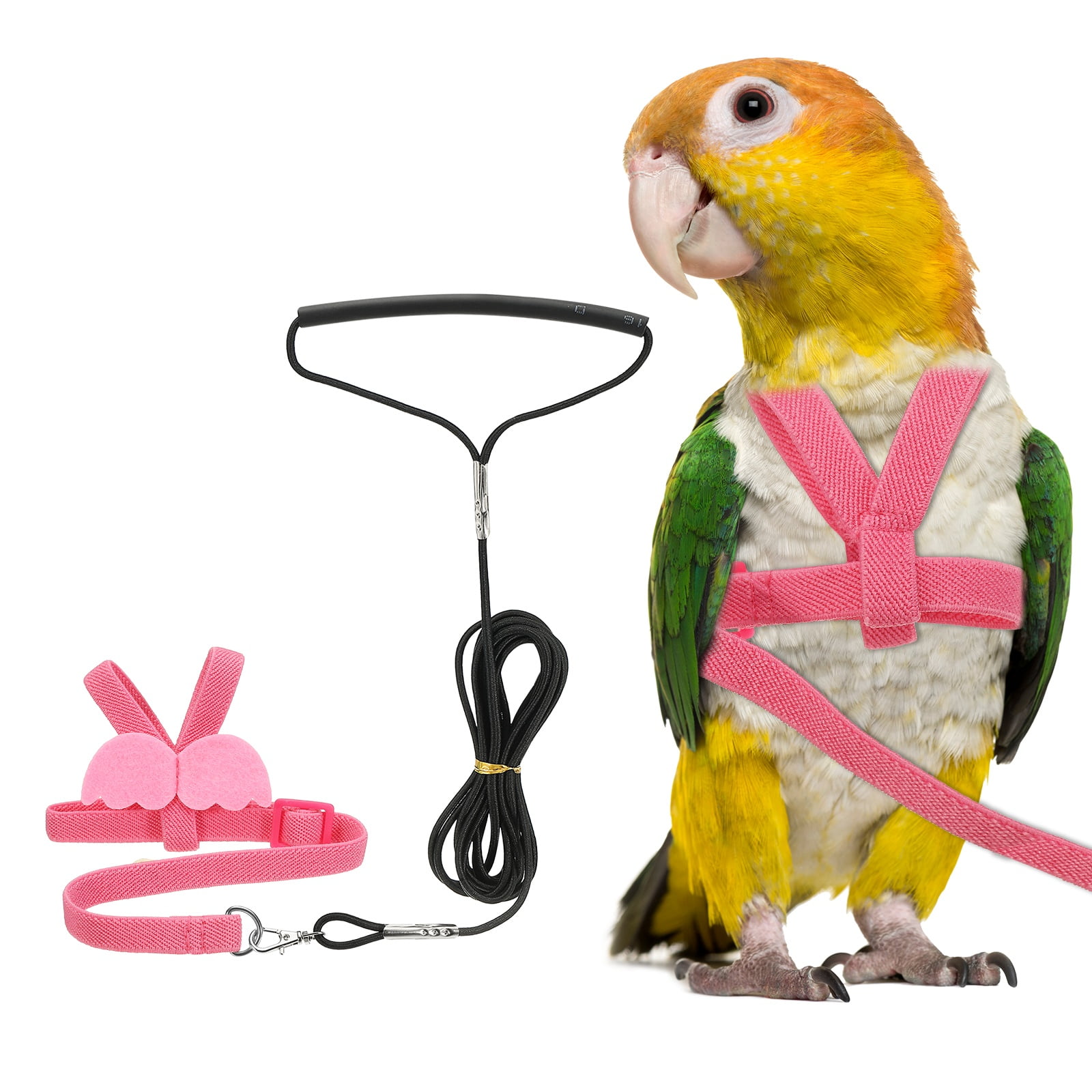 Arnés y Correa para Aves Uxcell, Arnés y Correa para Loros con Ala Bonita para Loros (Rosa, XS)