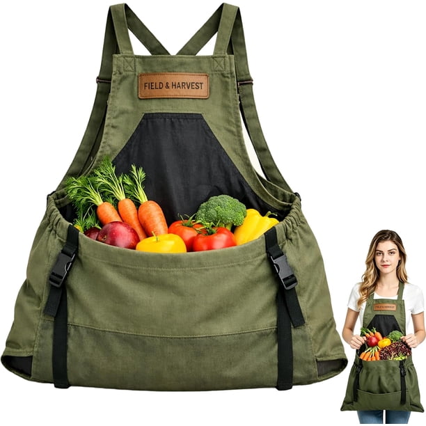 Delantal jardinería cosecha campo sin esfuerzo recolección fruta bolsa interna mujer