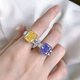 thumbnail image 5 of Anillos de Compromiso de Plata Esterlina 925 de 8 Quilates para Mujer Hielo Triturado Corte Radiante Anillo Amarillo/morado Delicados Anillos de Cóctel Llamativos para Esposa Damas, 5 of 7