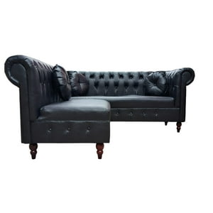 Rh Furniture - Sofa Seccional Capitone Premium Negro