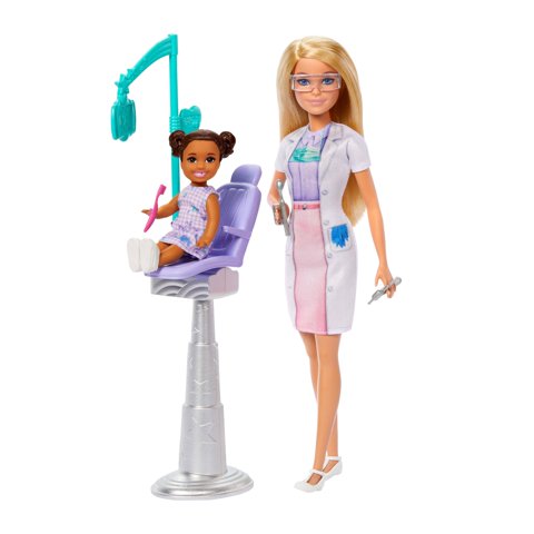 Set De Juego Mattel Barbie Dentista Cabello Rubio Con Niña