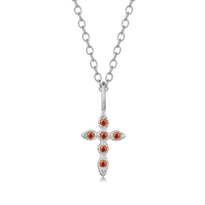 Collar Heshpaws S925 Sterling Silver Cross Naranja