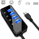 thumbnail image 1 of Concentrador USB 3.0 de 4 puertos con 4 puertos de datos USB 3.0 y 1 puerto de carga inteligente USB, divisor USB con interruptores de encendido y apagado individuales y adaptador de corriente de 5, 1 of 8