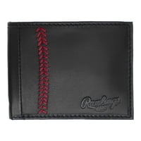 Billetera Rawlings De Cuero Negra Con Costura De Béisbol Bifold