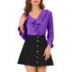thumbnail image 5 of INSPIRE CHIC Blusa con Volantes para Mujer de Regreso a Clases Elegante para el Trabajo Cuello en V Manga Larga Top Elegante Púrpura Oscuro L, 5 of 7