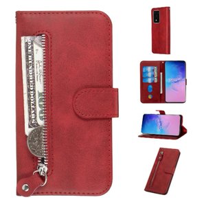 Gangxun - Funda Con Cremallera Para Samsung Galaxy S20 Ultra, Carcasa Cartera De Cuero Pu Con Soporte Y Tarjetero