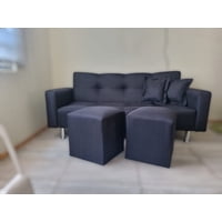 Genérico - Futon Cama Con Brazos Negro Lino