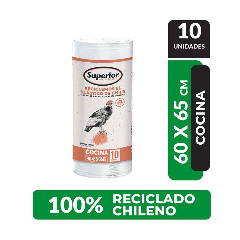 Bolsa De Basura Pequeña Cocina 60x65 Cm 10 Un Superior