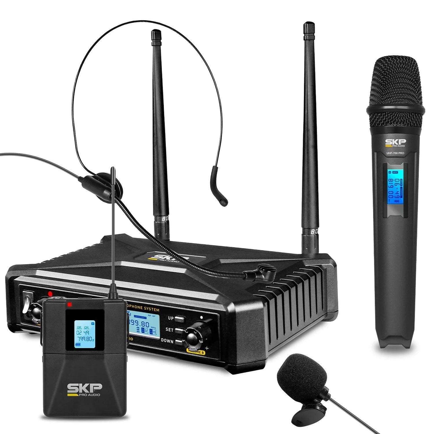 Skp - Kit Micrófono Inalámbrico Multifrecuencia Uhf 700 Pro