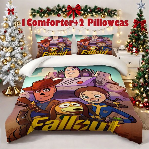 3pcs falloutPrinted 3pcs Bedding Set Soft Duvet Cover with 2 Pillowcases All Season Comfort