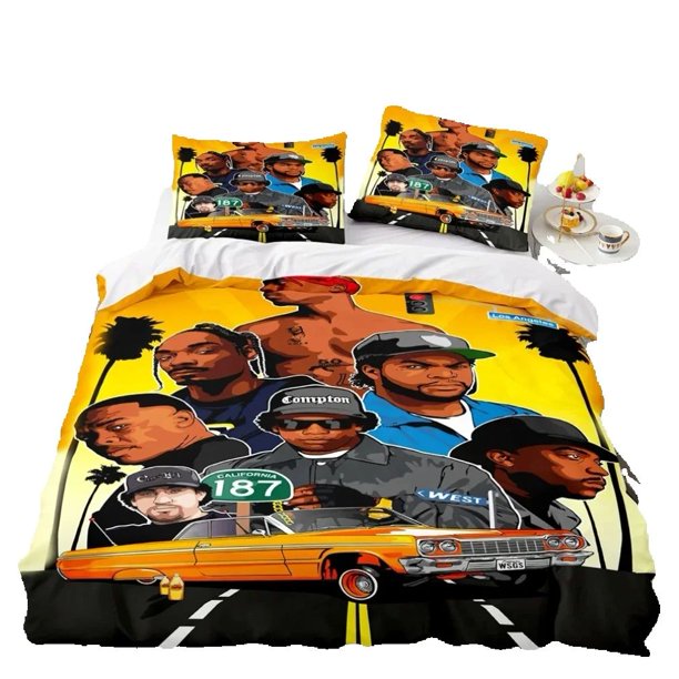 Rapper 2Pac Quilt Cover Pillowcase,2Pac Bedding Set,Tupac Shakur Duvet Cover, Bed Sheets