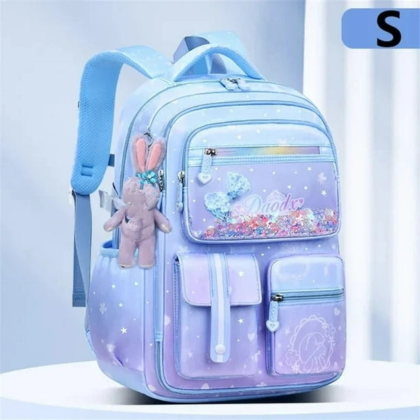Primary Bow Knot Schoolbag With Rabbit Pendant For Girls Kids 2 size Backpack Kawaii Waterproof Orthopaedics School bag mochila