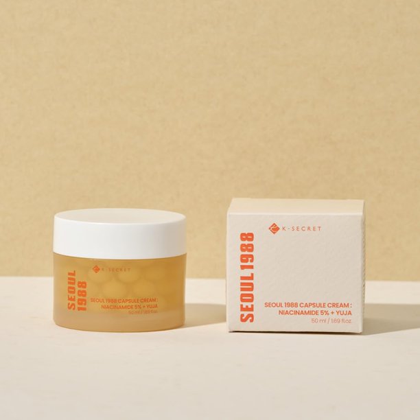Crema en cápsulas KSECRET SEOUL 1988: niacinamida 5% + Yuja, para antienvejecimiento, iluminar, mejorar la textura e hidratar, 1,69 fl.oz./50 ml