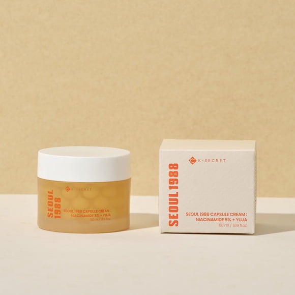Crema en cápsulas KSECRET SEOUL 1988: niacinamida 5% + Yuja, para antienvejecimiento, iluminar, mejorar la textura e hidratar, 1,69 fl.oz./50 ml