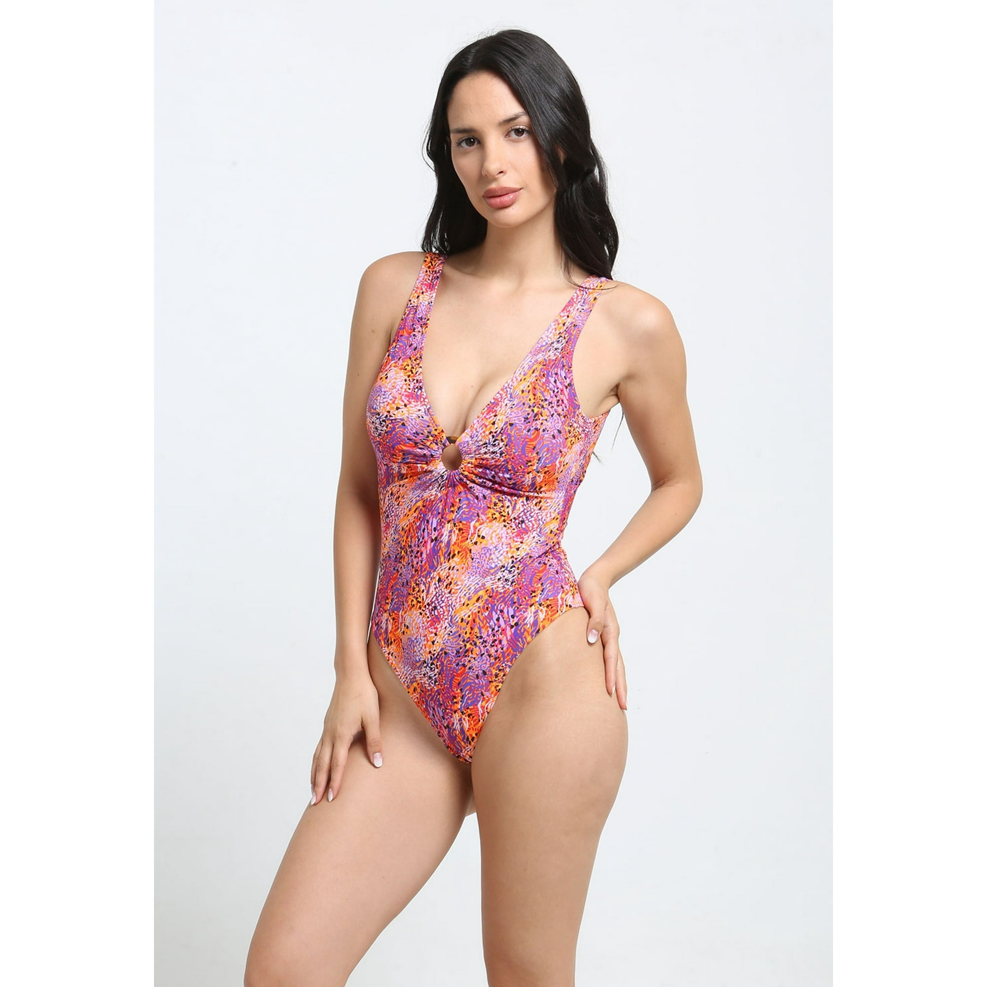 Samia - Enterito Rebajado Detalle Circular Estampado Naranja L