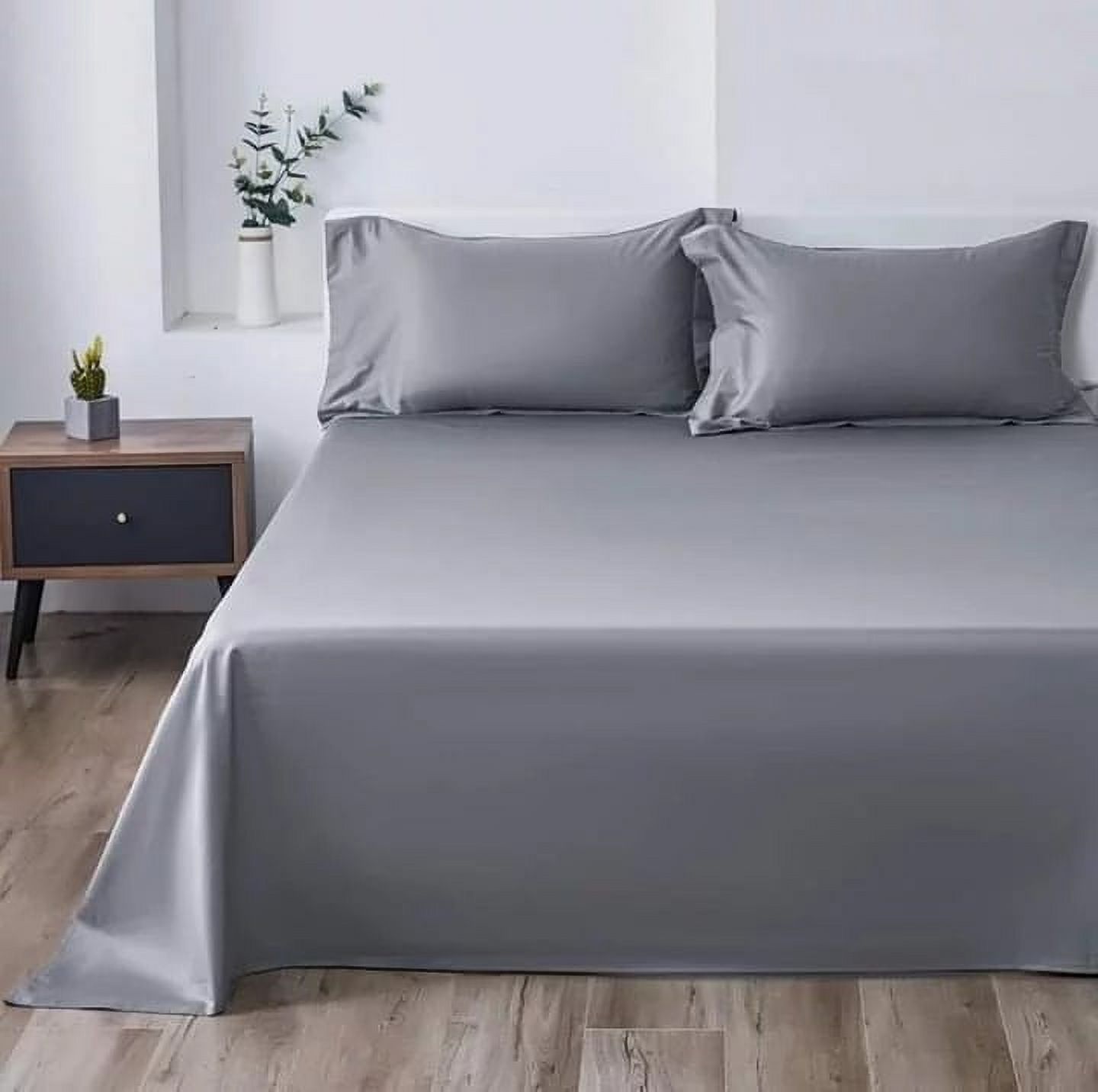 Genérico - Juego De Sábanas 2 Plazas 200 Hilos - Gris