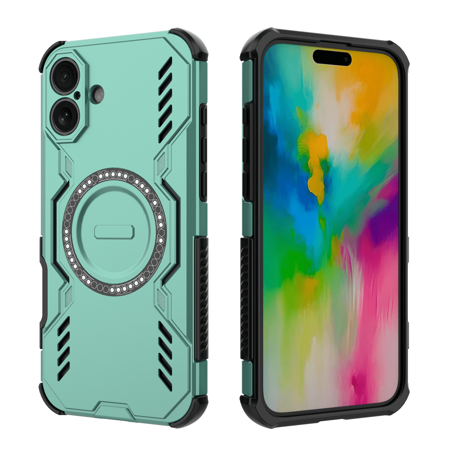 Funda Foxdock Para Iphone 16 Plus , Magnética, Resistente A Golpes, Con Soporte, Unisex, Carga Inalámbrica