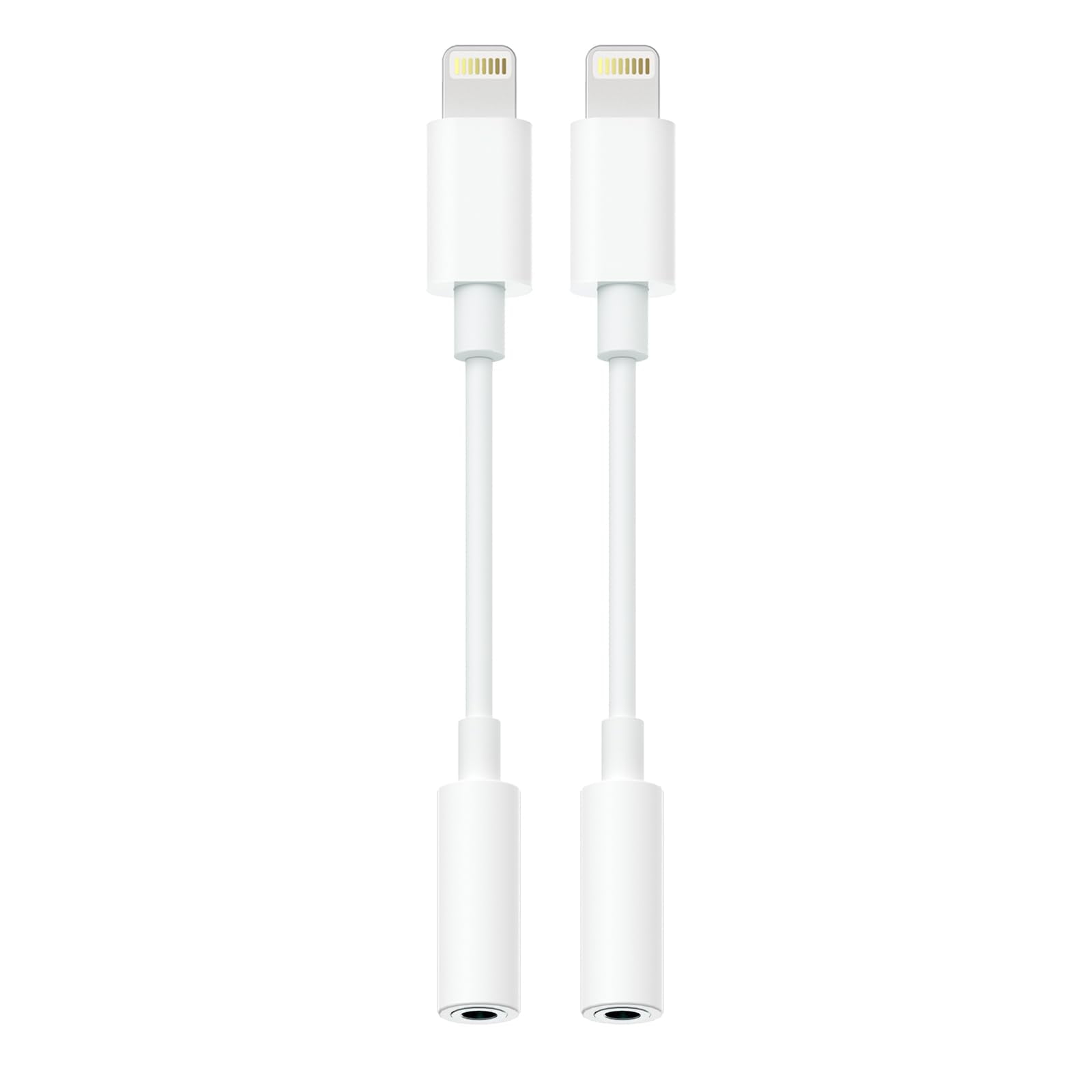 Adaptador De Audio Sampop Lightning A 3,5 Mm, Paquete De 2, Blanco