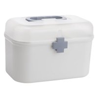 Magideal - Caja Organizadora De Almacenamiento De Medicamentos De 2 Niveles, Contenedor Organizador De Plástico Vacío, Estuche De Transporte De Primeros De Auxilios , 26,5X15,5X18Cm 265X155X18Cm