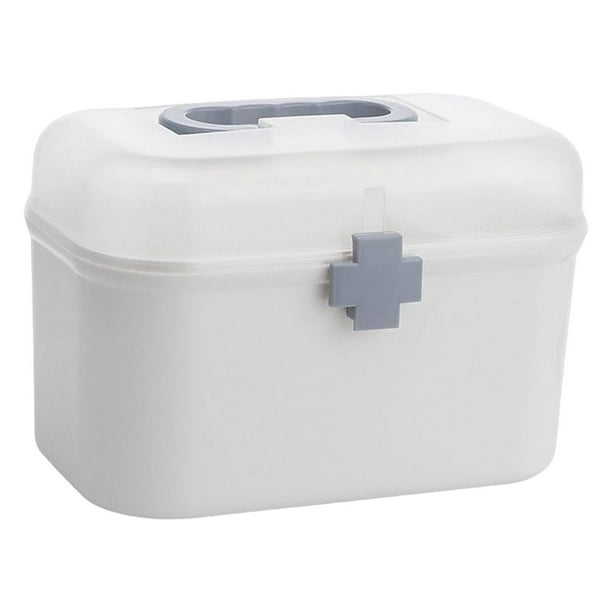 Caja organizadora de almacenamiento de medicamentos de 2 niveles, contenedor organizador de plástico vacío, Estuche de transporte de primeros de auxilios , 26,5x15,5x18cm 265x155x18cm