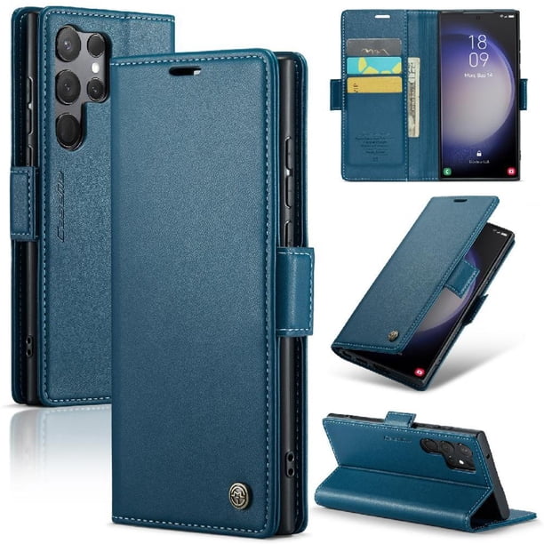 CaseMe tipo cartera Samsung Galaxy S23 Ultra con cierre magnético, RFID, tarjetero, soporte, carga inalámbrica