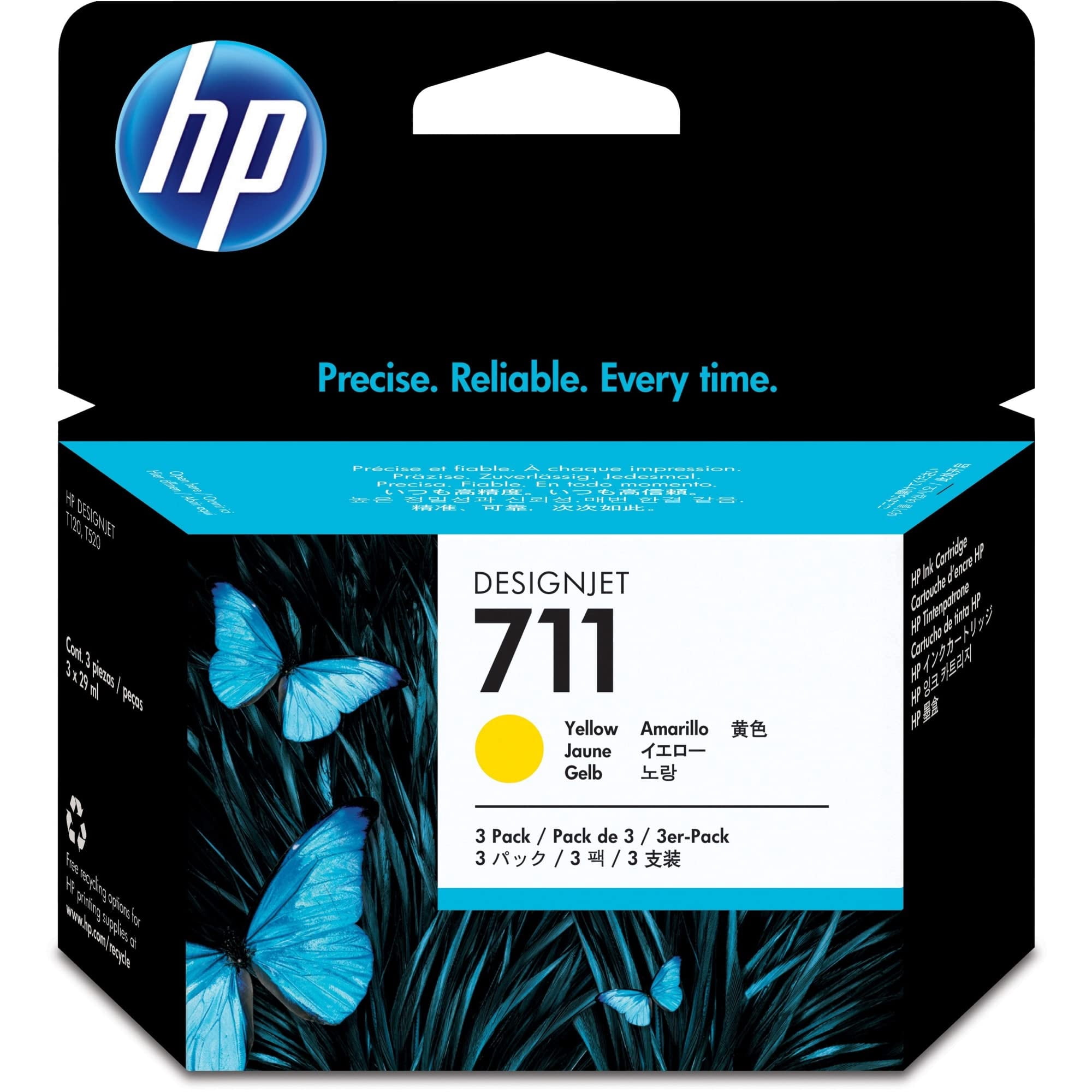 Cartucho De Tinta Hp 711 Original Amarillo De 29 Ml, Paquete De 3 Unidades, Cz136a
