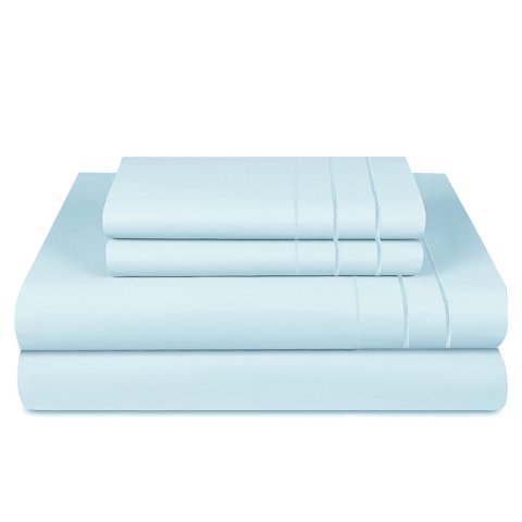 Sábanas De Lujo 1800 Hilos 1,5 Plaza Celeste - Soft Touch - 3Angeli