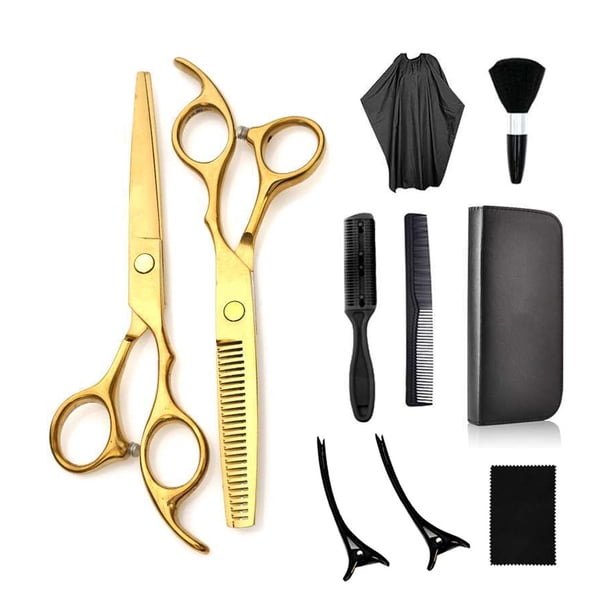 Juego de 10 tijeras de corte de pelo, kit profesional para peluquería, salón y hogar.