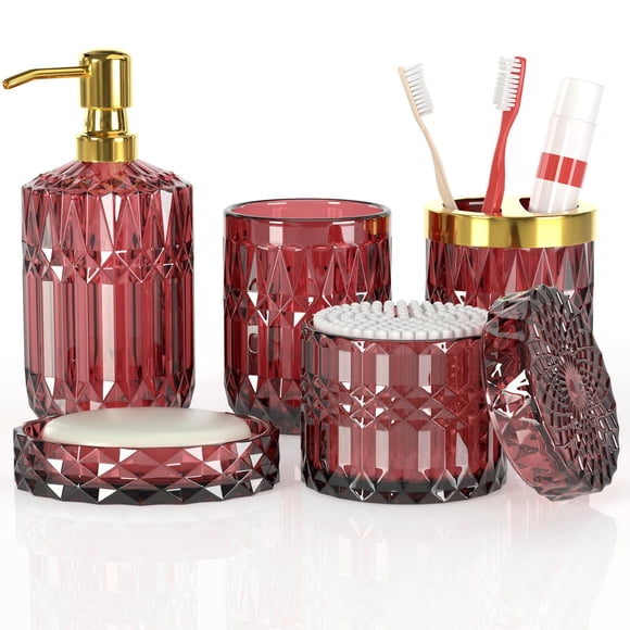 Juego de accesorios de baño Towoaafu, 5 piezas, con dispensador de jabón de vidrio
