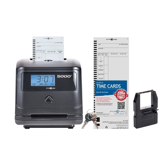 Reloj checador Pyramid 5000 con totalización automática para control de empleados