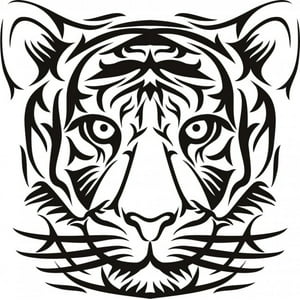 Rienda Libre Graphics - Decomural Tiger Head Tribal Animals Ws-18001