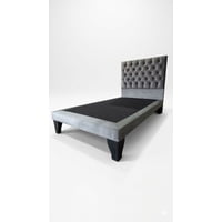 Home V Ele - Cama 1.5 Plazas Capitone Gris Oscuro En Felpa