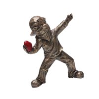 Bothyi - Lanzador Escultura Resina Pintada A Mano Para Cafe Bar Estante Decoración Acento Biblioteca Bronce