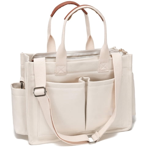 Xusx111 - Bolso De Lienzo Con Bolsillo Múltiple Para Mujeres Bolso De Hombro Transversal Grande Todo El Bolso Con Compartimentos