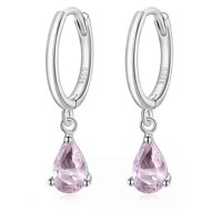 La Garza - Aros Plata Mujer Argolla Circon Rosa