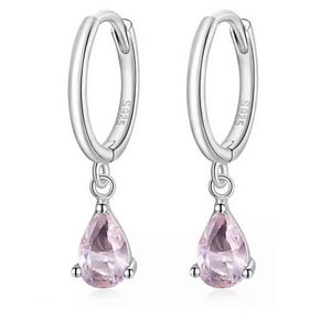 La Garza - Aros Plata Mujer Argolla Circon Rosa