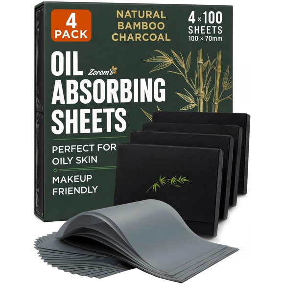 Hojas Absorbentes de Aceite ZOROM'S 4 uds/400 de Carbón de Bambú