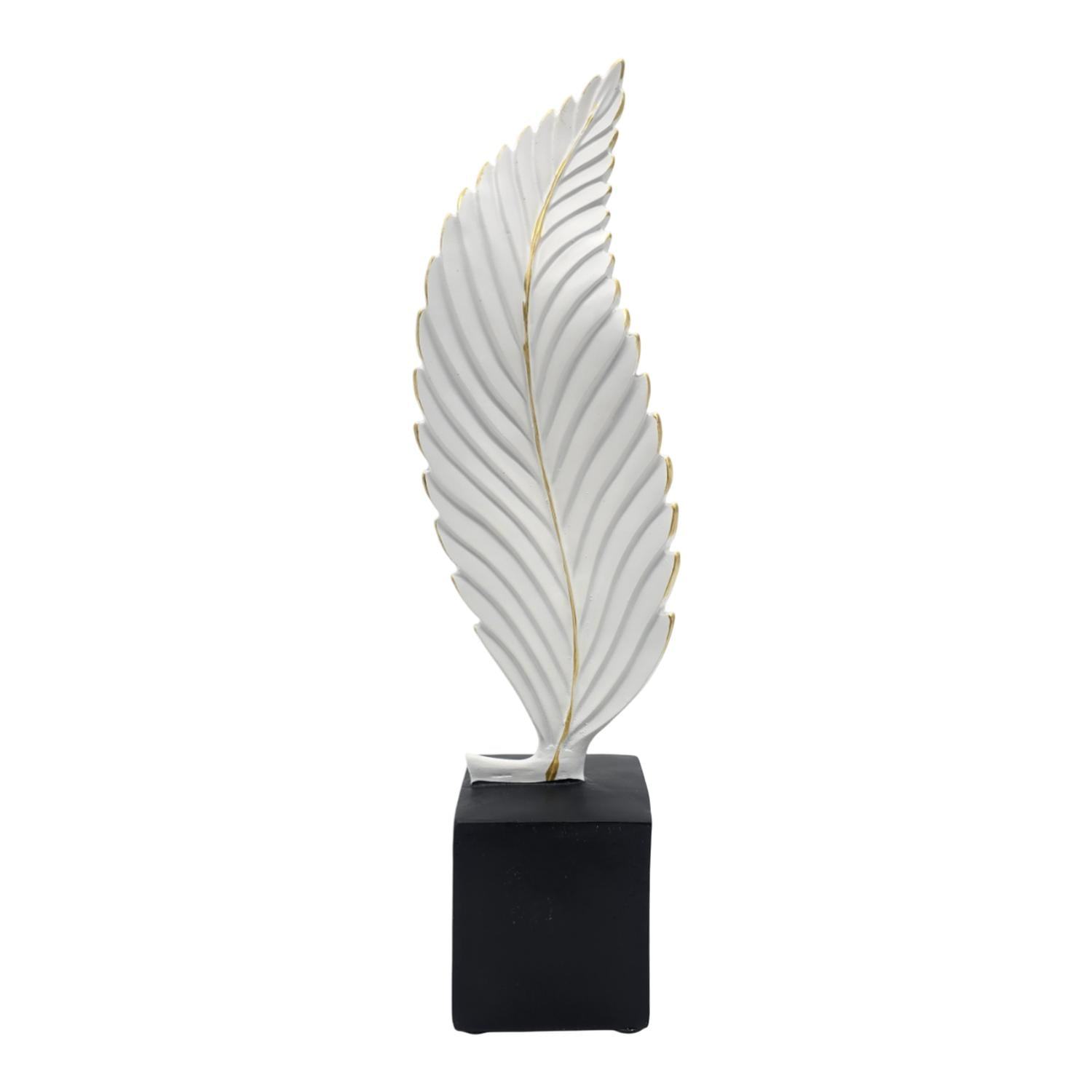 Fliperex - Figura Adorno De Hoja Blanca Decorativa En Resina Moderna S Blanco
