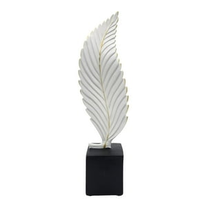 Fliperex - Figura Adorno De Hoja Blanca Decorativa En Resina Moderna S Blanco