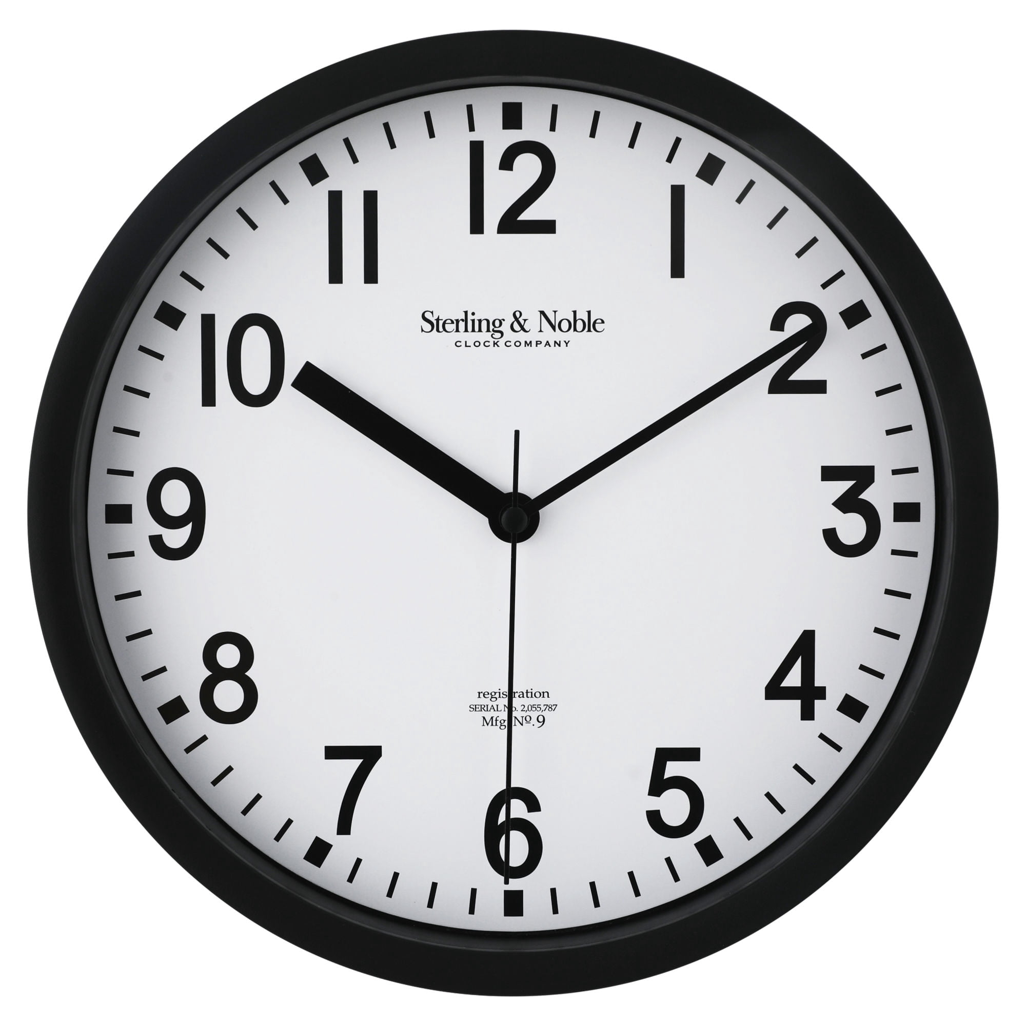 Reloj Pared 22 cm Negro Circular Plastico